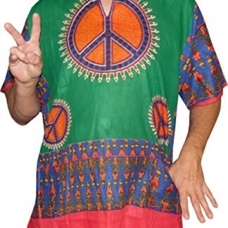 Dashiki Mens Peace Sign Dashiki African Shirt (Green)