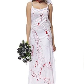 Colorful House Women’s Halloween Ghost Bride Zombie Costume (White, Size L)
