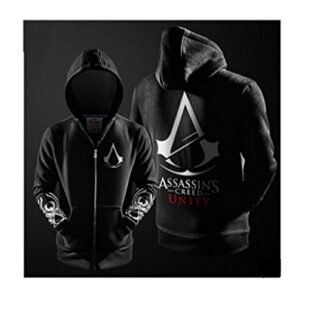 Game Figures Cosplay Dual Blades Printed Black Long-Sleeved Hoodie Men Costume(XL)