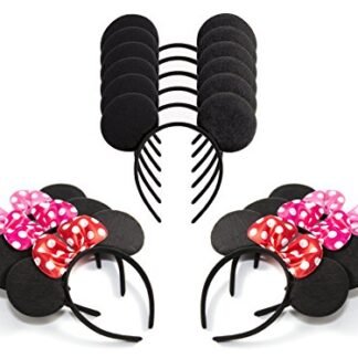 Pack of 12 Mickey Mouse Ears & Minnie Mouse Headband with Red, Pink and Rose Polka Dot Bow