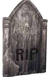 Scary Skeleton Bat Halloween Tombstone Prop