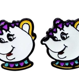 Beauty & The Beast Mrs. Potts Character Metal Enamel Stud Earrings