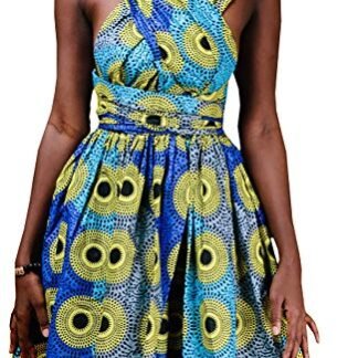 CNJFJ Womens Summer African Print Dashiki Sleeveless Bandage Irregular Dress