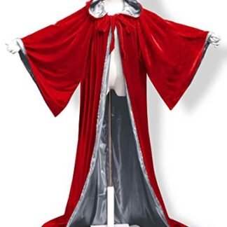 ANGELWARDROBE Halloween Robe Wizard Cloak Wicca LARP LOTR Red-Silver 1XL