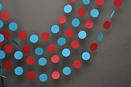 Circus garland - Aqua red garland - Party decorations - Paper garland - Birthday decorations - Nursery - Circles garland - Image 2