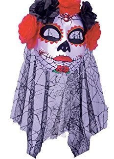 Women's Day Of The Dead Spider Mask With Veil
