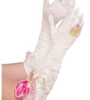 Disney Girls Princess Aurora Long Costume Gloves,Ivory,One size