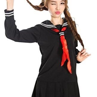 Japanese High School Girl Sailor Uniform Suit Cosplay (L, Black)