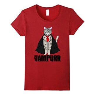 Womens Vampurr Cute Vampire Cat Halloween Costume Funny T-Shirt Large Cranberry