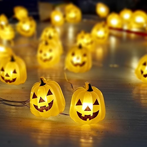 Funny Face Halloween Pumpkin Grimace LED String Lights by IMPRESS LIFE for Covered Outdoor, Indoor, H Copper Flexible Wire 10 ft 40 LEDs with Remotealloween, Cosplay Parties Home Decorations