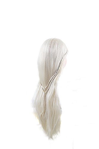 Game of Throne Daenerys Targaryen White Long Hair Women's Wig Cosplay Halloween Custome - Image 4