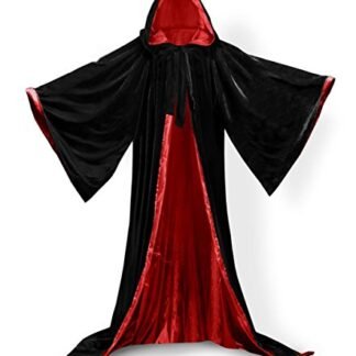 ANGELWARDROBE Halloween Robe Wizard Cloak Wicca LARP LOTR Black-Red 6XL