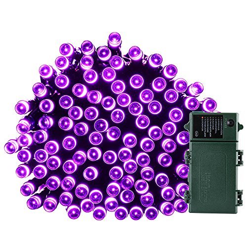 Qedertek Battery Operated Christmas String Lights, 50ft 200 LED Fairy Lights with 8 Working Modes for Indoor/Outdoor, Home, Garden, Patio, Lawn and Party Decorations, Waterproof (Purple)