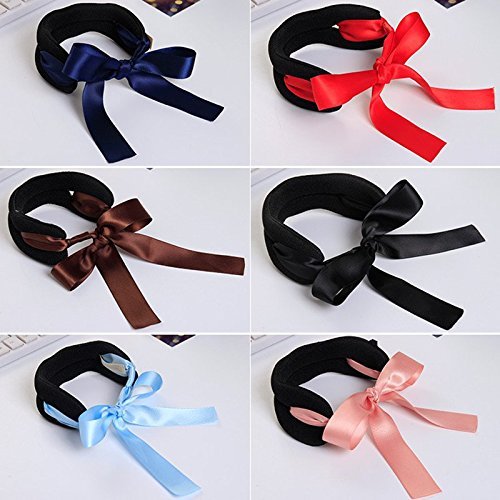Korean New Bow Tools Foam Sponge Device Quick Donut Bun Hairstyle Silk Tie Hair Clips Accessories Women Headband (Light Blue)