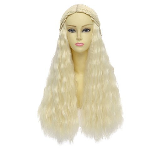 Anogol Free Hair Cap+ Braids Braided Blonde Yaki Cosplay Wig for Halloween