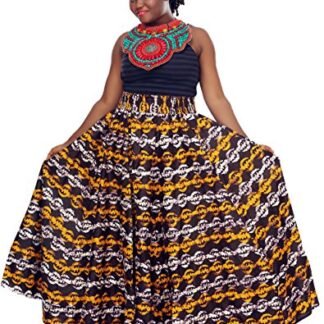 African Planet Women’s Trees Cotton Wax Skirt Burundi Inspired Elastic Waist Maxi