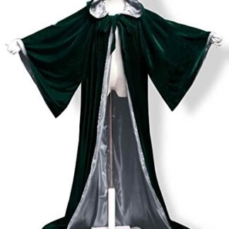 ANGELWARDROBE Halloween Robe Wizard Cloak Wicca LARP LOTR D-Green-Silver 1XL