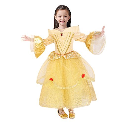 sophiashopping Beauty and the Beast Princess Dress Belle Costumes 51.2"