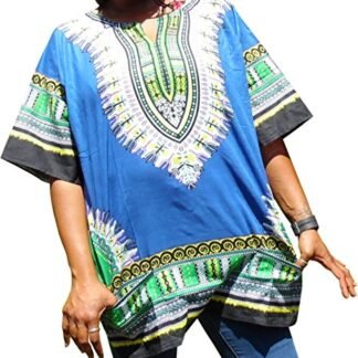 Dashiki For Women by AmericanDashiki (USA Co) 100% Cotton + FREE Bracelet True Blue