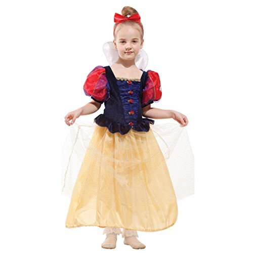 Spooktacular Luxury Girls' Snow Princess Dress-Up Costume Set with Headpiece, M