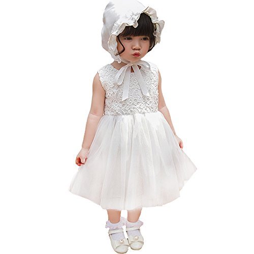 Baby Girl Dresses Lace Princess Gown Infant Dress with Hat