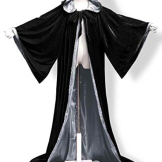 ANGELWARDROBE Halloween Robe Wizard Cloak Wicca LARP LOTR Black-Silver M