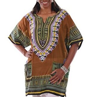 Plus Size Bronze Traditional African Print Dashiki Top (5XL)