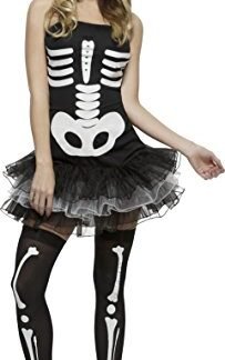 Smiffy's Women's Fever Skeleton Costume, Tutu Dress with Detachable Clear Straps, Halloween, Fever, Size 6-8, 31969