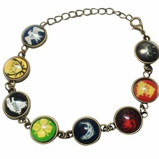 Game of Thrones Themed Metal Charm Bracelet 8 Themed Domed Charms