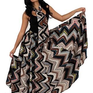 African Geometric Print Flared Skirt with Matching Scarf