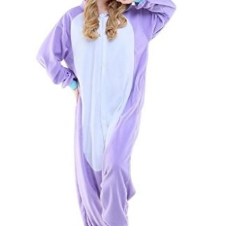 BELIFECOS Unisex Adult Pajamas Plush One Piece Cosplay Animal Costume (XL,Purple Unicorn)