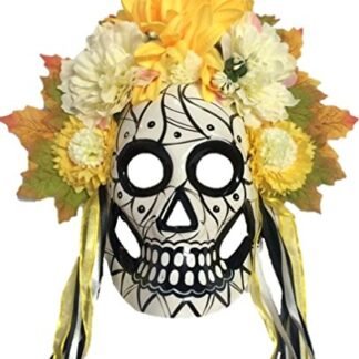 Day Of The Dead Skull Mask Womens Dia de los Muertos Costume Accessory Flowers