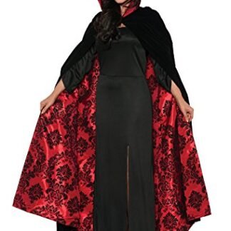 Women's Velvet & Satin Hooded Cape - Damask