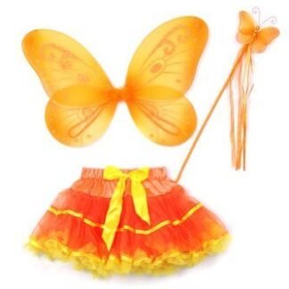 Orange Butterfly Wings & Soft Tulle Tutu Toddler Girl Costume Dress Up 2T-5T by Cinderella Couture
