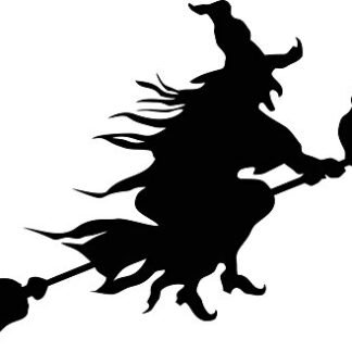 Witch flying with Cat Halloween Wall Decal Sticker Art Décor (Medium)