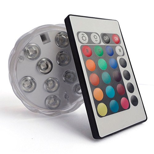 Creatrek Submersible LED Lights, RGB Multi Color Waterproof Remote Control Battery Powered Vase Base Tea Landscape Lamp for Swimming Pool Hot Tub Wedding Pond Halloween Indoor Decoration -1 Pack