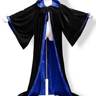 ANGELWARDROBE Halloween Robe Wizard Cloak Wicca LARP LOTR Black-Blue 1XL