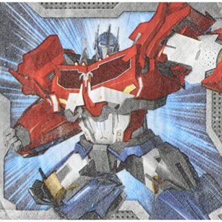 Amscan Mighty Transformers Birthday Party Beverage Napkins Tableware (16 Pack), 5" x 5", Blue