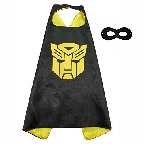 FASHION ALICE Superhero Superman CAPE & MASK SET,Halloween Costume Cloak for Child (Transformers,Black)