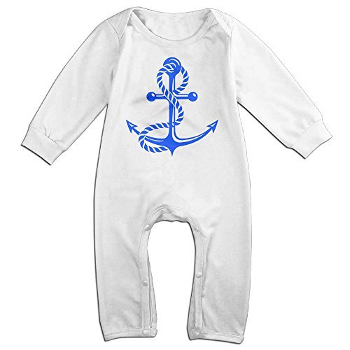 NOXIDN SMWI Baby Infant Romper Nautical Anchor Lined Long Sleeve Jumpsuit Costume,White 6 M