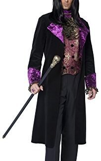 Smiffy's Men's The Gothic Count Costume, Mock Waistcoat, Attached Cravat, Jacket and Hat, Gothic Manor, Halloween, Plus Size XL, 36117