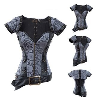 Arsimus Steampunk Corset with Thong (Large, Gray)