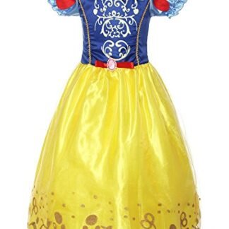 ReliBeauty Little Girls Puff Sleeve Dress Up Costume, Royal & Yellow, 4T-4