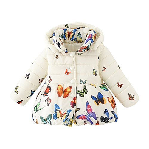 LEEZO Toddler Baby Girls Butterfly Coat Kids Winter Warm Cotton Jacket Outerwear