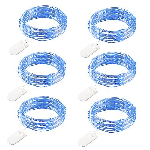 GDEALER 6 Pack Fairy String Lights 7.2ft 20LED Fairy Lights Starry String Lights Battery Powered Copper Wire Lights Firefly Lights LED Moon Lights for DIY Dinner Party Decoration Costume Making Blue