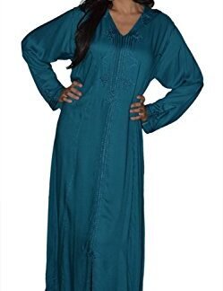 Moroccan Caftans Women Hand Made Djellaba Embroidered Size Extra Large Teal