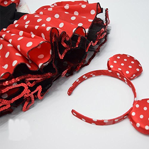 COSWE Girls Disney Minnie Mouse Costume With Headband Halloween Tutu Dressing Up - Image 4