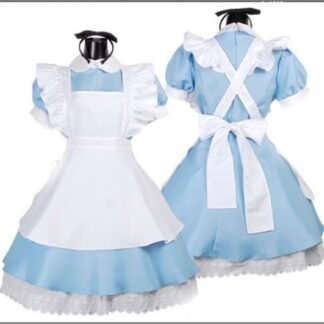 Women's Alice Wonderland Blue French Apron Maid Fancy Dress Cosplay Costume