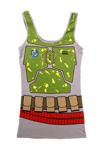 Star Wars Boba Fett Juniors Gray Costume Tank Top Shirt (Juniors Small)