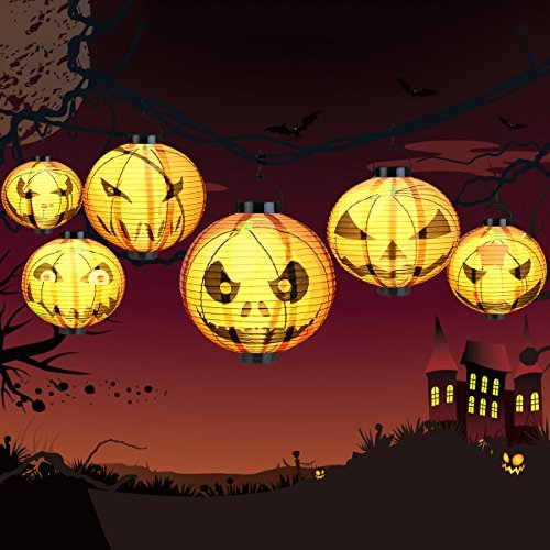 LEDMOMO Halloween Paper Lanterns with LED Lights for Halloween Decorations and Party